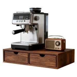 Noventra houten opberglade met 2 Lades - Keuken Organizer - Houten Opbergbox - Lade Organizer - Opbergkastje voor Koffiecups, Theezakjes, Suiker en Accessoires