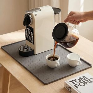 Onderlaag voor koffiezetapparaat, antislip, waterdichte siliconen mat, koffiezetapparaat voor espressomachine en koffiezetapparaat, lekvrije afdruipmat, koffiezetapparaat, 28 x 38 cm, grijs