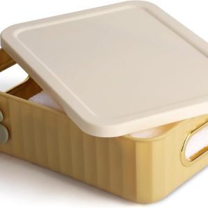 Opbergcontainer met deksel - Keuken mand - Huis organiseren - Met ingebouwde handvaten - 18 x 26 x 8 cm