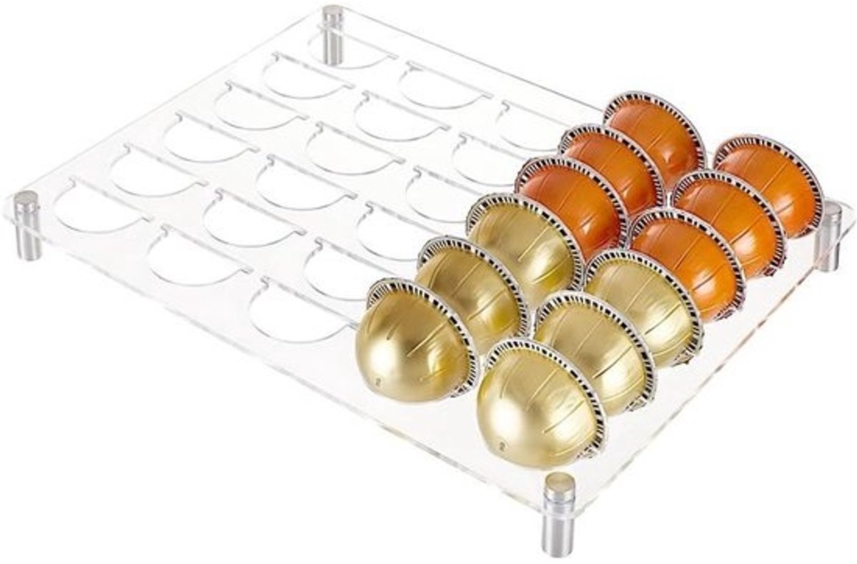 Opberglade voor Koffiecups - Organizer Stand met 30 Grids - Draagbare Lade van Transparant Acryl - Voor Thuisgebruik - 12,6x9,8 Inch