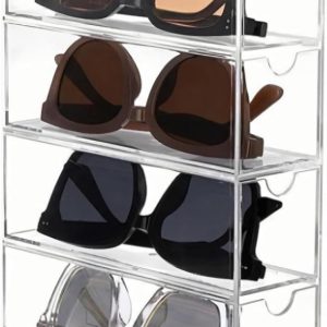 Opberglade voor koffiecapsules, acryl koffiecapsulehouder, compatibel met Nespresso-capsules, 24,6 x 17,5 x 6,3 cm, transparante koffiecapsulemand met 4 partities