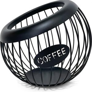 Opbergmand - Koffiecapsulehouder - Metalen Opbergmand voor Aanrecht - Grote Capaciteit - Voor Koffiebar Accessoires - Zwart