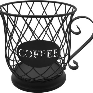 Opbergmand voor Koffiecapsules, Organizer voor 35 Koffiecups, Ruime Decoratieve Opbergoplossing voor Bar en Aanrecht, Zwart