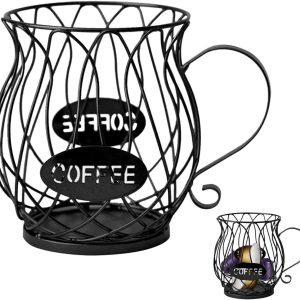 Opbergmand voor koffiecapsules in vintage stijl, organizer voor Nespresso en Dolce Gusto capsules, ideaal voor een nette keuken en gemakkelijk toegankelijk