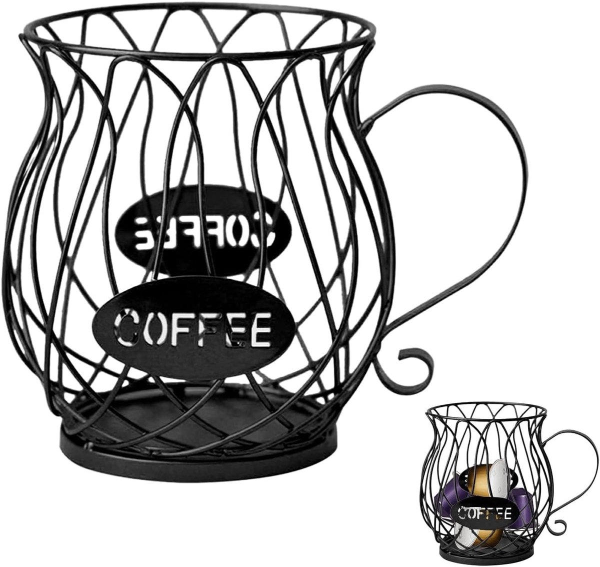 Opbergmand voor koffiecapsules in vintage stijl, organizer voor Nespresso en Dolce Gusto capsules, ideaal voor een nette keuken en gemakkelijk toegankelijk