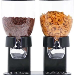 PIPIPOXER Cornflakes Dispenser - 2 Dispensers - Ontbijt Granendispenser - Voorraadbus - Muesli & Granen Voorraadbus - Luchtdicht - 2 x 3.5L- Zwart
