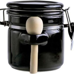 Porseleinen Koffiedoos - Theefles Koffiepot - Keuken Organiseren - Luchtdichte Afdichtring - 650 ml - Zwart