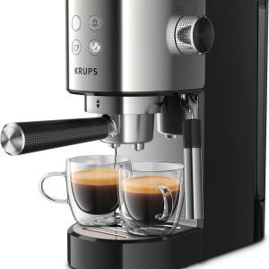 Portafiltermachine met 15 bar pompdruk en melkschuimmondstuk | Compacte espressomachine met 1 liter watertank | Testwinnaar