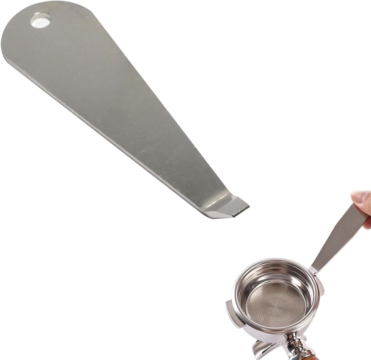 Professionele Koffiefilterhouder en Verwijdertool van RVS voor Onderhoud van Espressomachines en Koffiezetapparaten