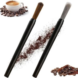 Professionele Reinigingsborstels voor Espresso Machines en Koffiemolens - Set van 2, Grijs en Bruin, Ideaal voor Barista's en Koffieliefhebbers