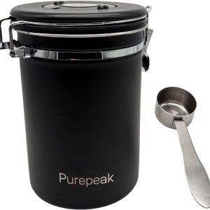 Purepeak Koffieblikbewaarblik - Koffieblik Bewaarblik - Koffiebus - Voorraadbus Koffie - Zwart - Uienpot - Knoflookpot