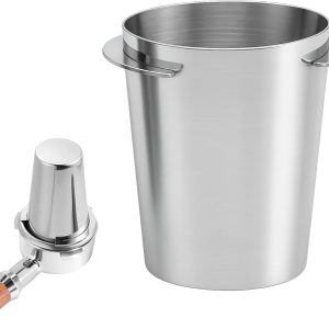 RVS 51 mm espresso beker met doseerring en koffiefilterhouder, ideaal voor koffieaccessoires en barista benodigdheden