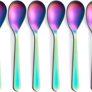 Rainbow Demitasse Espresso Lepels, Roestvrijstalen Satijn Afwerking Koffielepels, Mini Theelepels, Suikerlepels, 11,9 cm, Set van 6