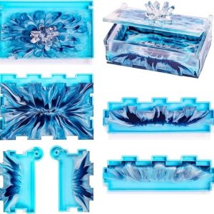 Rechthoekige Siliconen Harsmal Set met Deksel voor Gieten - Domein Toepassingen: DIY Sieraden, Cosmetica, Snoep, Koffiepad, Domino, Servet, Snuisterijen, Organisatie, Handwerk