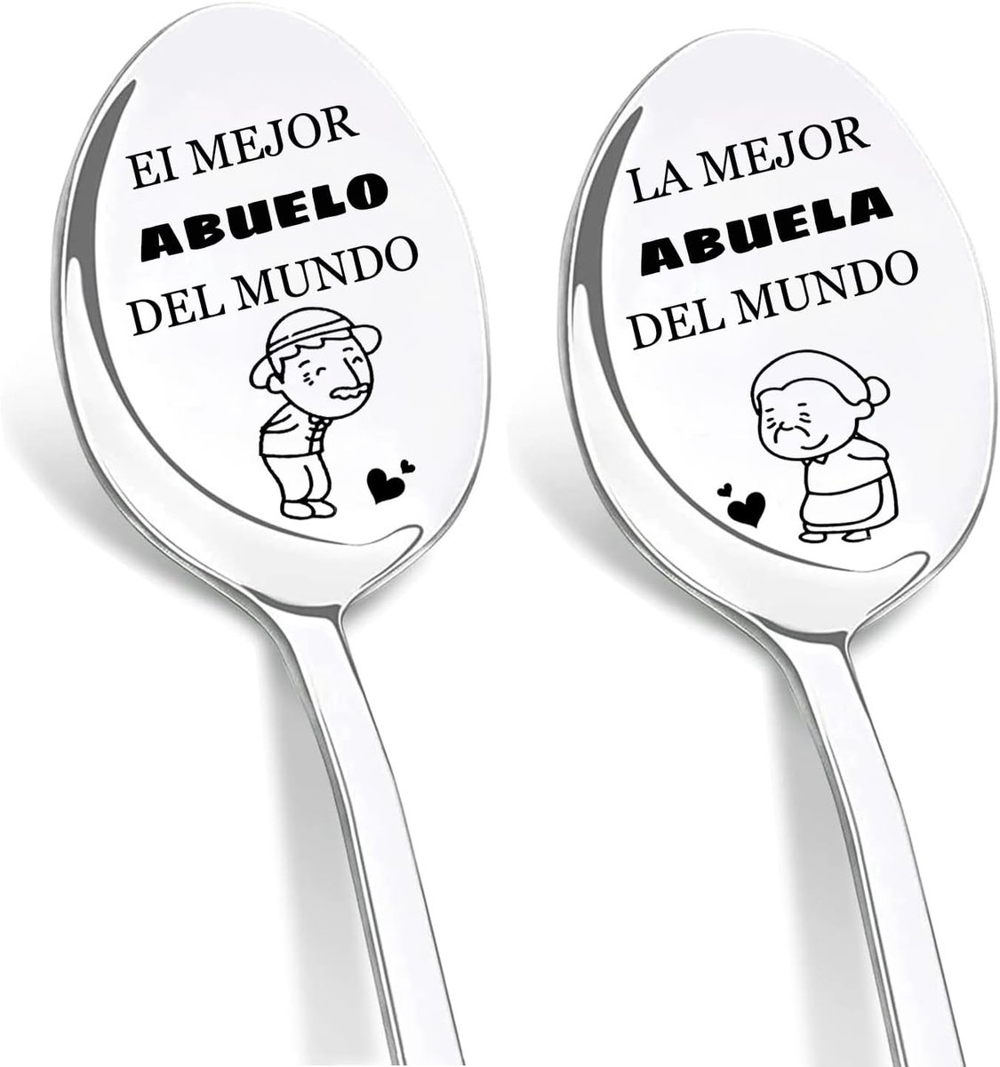 Regalo voor Abuela en Abuelo, Juego De Cuchara, Cucharas Café Acero INOX, Cuchara de Postre, Originele Regalos voor Abuela Abuelo, Regalos voor Cumpleaños Navidad Dia de la Abuela de Nietos y