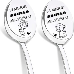Regalo voor Abuela en Abuelo, Juego De Cuchara, Cucharas Café Acero INOX, Cuchara de Postre, Originele Regalos voor Abuela Abuelo, Regalos voor Cumpleaños Navidad Dia de la Abuela de Nietos y