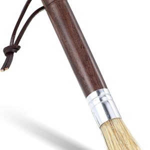 Reinigingsborstel voor koffiemachine van natuurlijke haren, ergonomische barista-accessoires met houten handvat voor espresso en koffiemolen (donkerbruin)