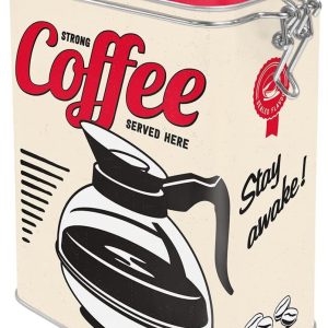 Retro koffieblik, 1,3 l, Strong Coffee Served Here