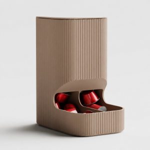 Ribbed Capsule Tower - koffiecup houder voor Nespresso Original | Latte Brown