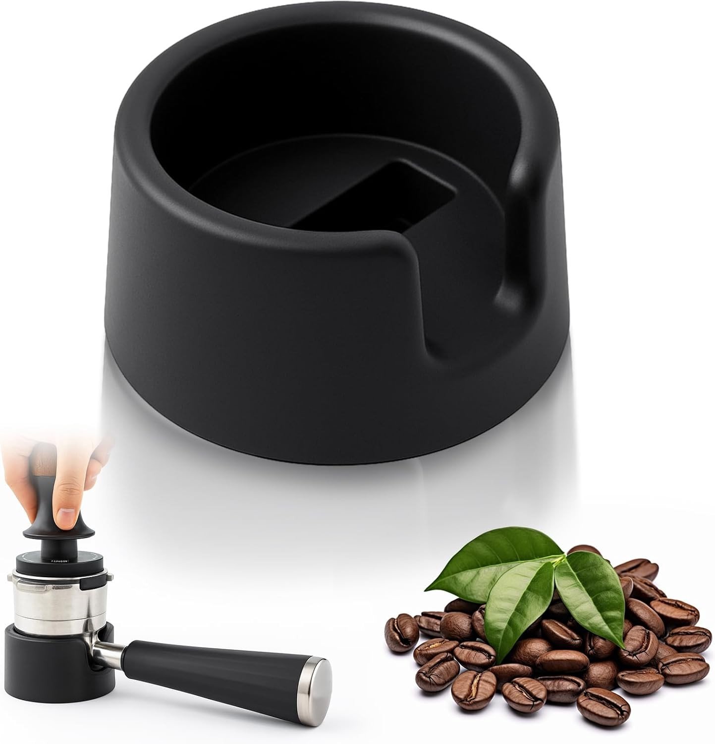 Robuuste koffietamper basis voor verbeterde stabiliteit en extractie, ideaal voor espressomachine, met strainer en houder voor optimale koffiebereiding