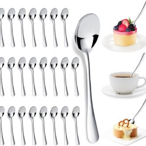 Roestvrij staal, 17,5cm, 24 stuks | Koffielepel, espressolepel, dessertlepel, vaatwasmachinebestendig, voor huishouden, keuken, restaurant