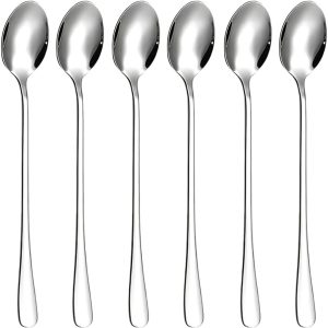 Roestvrij staal 6 stuks lange lepel voor latte macchiato dessert