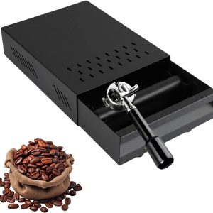 Roestvrijstalen Koffiemolenklopbox, Lade Verdikte Espresso met Afneembare Klopstaaf voor Cafés, Restaurants of Bars, 28 x 18 x 6,3 cm (Zwart)
