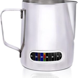 Roestvrijstalen melkopschuimkan - Met temperatuurdisplay - Voor latte art - 350ML - Voor espressomachines - Cremer cup