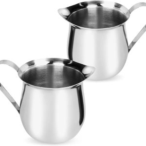 Roly 2 stuks 60 ml RVS Bell Creamer Pitcher Mini Melkkannetjes Perfect voor Cappuccino Saus Espressomachines Koffie (60ml)