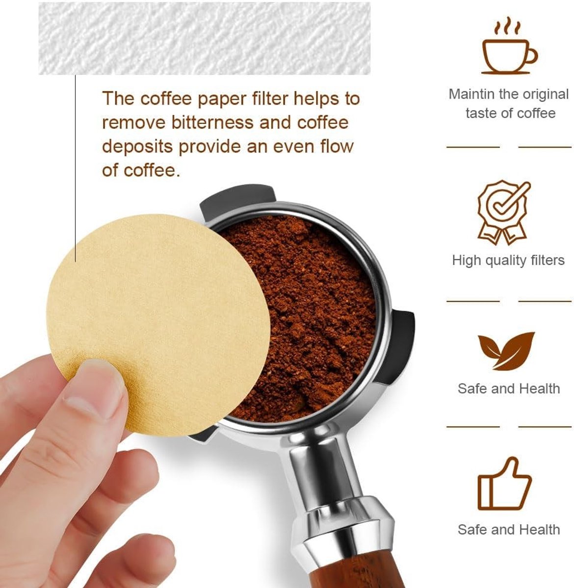 Ronde koffiefilters van 51 mm, 400 stuks, geschikt voor koffiezetapparaten en espressomachines - natuurlijk papieren filters voor een volle smaak