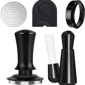 Ryoudavell - Espresso tamper en distributor set 51 mm - Gekalibreerde koffie tamper met constante druk, koffiedistributor, doseerring en barista - Accessoires geschikt voor espressomachine, thuis, café, koffiebar, restaurant en dagelijks gebruik