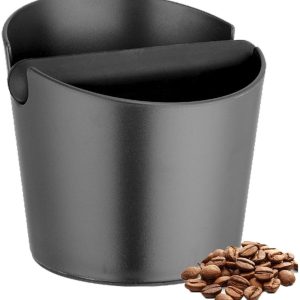 SSTRWGOOD Abklopfbak - Knock Box voor Koffiedik - Afvalbak voor Siebträger - 12,5x12,4x9,8cm - Antislip Bodem, Schuine Rand, Demonteerbare Rubberen Stang, Geluidsdempend Ontwerp - Geschikt voor Espressomachines - ABS