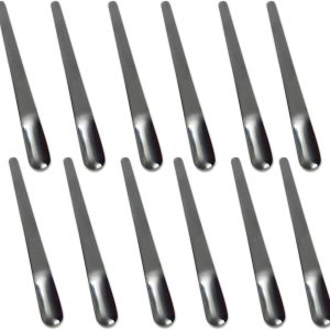 Set van 12 dessertlepels van roestvrij staal, 12,2 cm korte cocktailroerder, mini-proeverlepels metaal, voorgerechtlepels, espressopeddel, herbruikbaar voor ijs, koffie, drankjes (zwart)