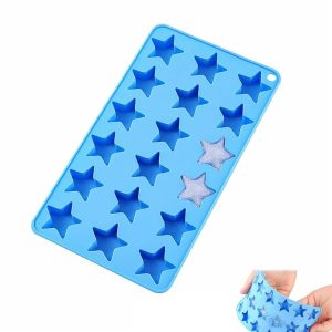 Set van 2 3D-siliconen ijsblokjesvormen Ster 36 vakjes zonder deksel, herbruikbare DIY-mal voor whisky, cocktails, ijskoffie en chocolade, blauw