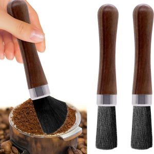 Set van 2 Barista Schoonmaakborstels voor Koffie, Nylon Borstels en Zeefhouder voor Espresso en Koffiemolen