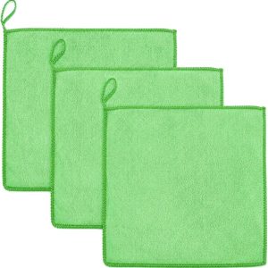 Set van 3 Microvezeldoeken Groen 25 x 25 cm voor het Schoonmaken van Filterhouders en Espressomachines, Dubbele Structuur, Hoge Absorptie en Duurzaam Gebruik