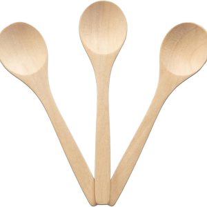 Set van 3 theelepels van natuurlijk hout