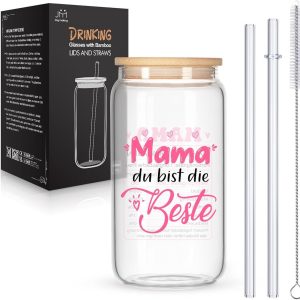 Set van 4 Longdrinkglazen met Deksel en Rietjes - Ijskoffie, Cocktail en IJsthee Glazen (450 ml)