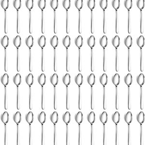Set van 48 theelepels, 15 cm, roestvrij staal, espressolepel, lepel, dessertlepel, kleine lepel voor keuken en restaurant, vaatwasmachinebestendig, zilverkleurig