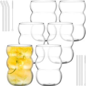 Set van 6 glazen voor diverse dranken - 550 ml - Bubbelglazen voor ijskoffie, matcha en latte macchiato