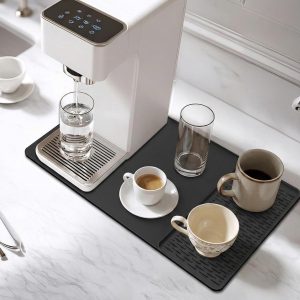Silicone Pad - Koffie Mat - Aanrecht Beschermen - Afneembare Draineer Zone - 61x40 cm - Zwart