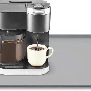 Siliconen Koffiemat - Droogkussen Barmat - Koffiebereiding Keuken - Verhoogde Rand Vangt Morsen - 40x50cm - Lichtgrijs