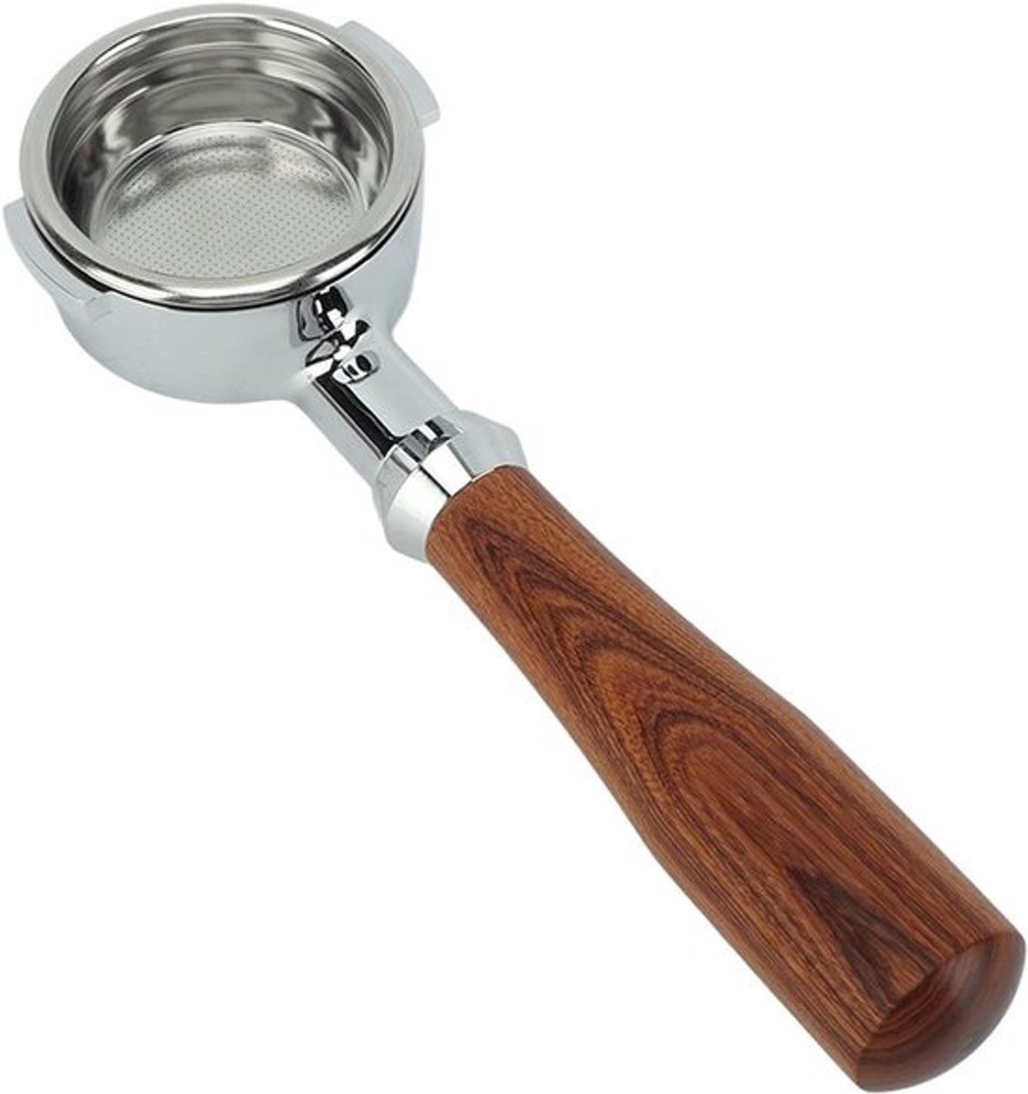 Single Layer portafilter 58mm voor espressomachine - Afneembare bodemloze filterhouder met mand - Roodhoutkleurige handgreep