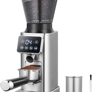 SnelShoppen - Elektrische Koffiemolen met Afneembare Houder en Koffiecontainer | LED Touch Panel | 24 Nauwkeurige Maalinstellingen voor Espresso, Drup
