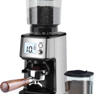 SnelShoppen - Elektrische Koffiemolen met Kegelslijpschijf - 51 Maalgraadinstellingen - Verwijderbare Houder - Reservoir voor 150g - Zilver - Perfect