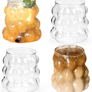 SnelShoppen - Glazen & Drinkservies - 350 ml Waterglazen, Bubbelglas voor IJskoffie, Latte Macchiato, Matcha-Glas, Mojito-Glazen, Fancy Drinkglazen, V