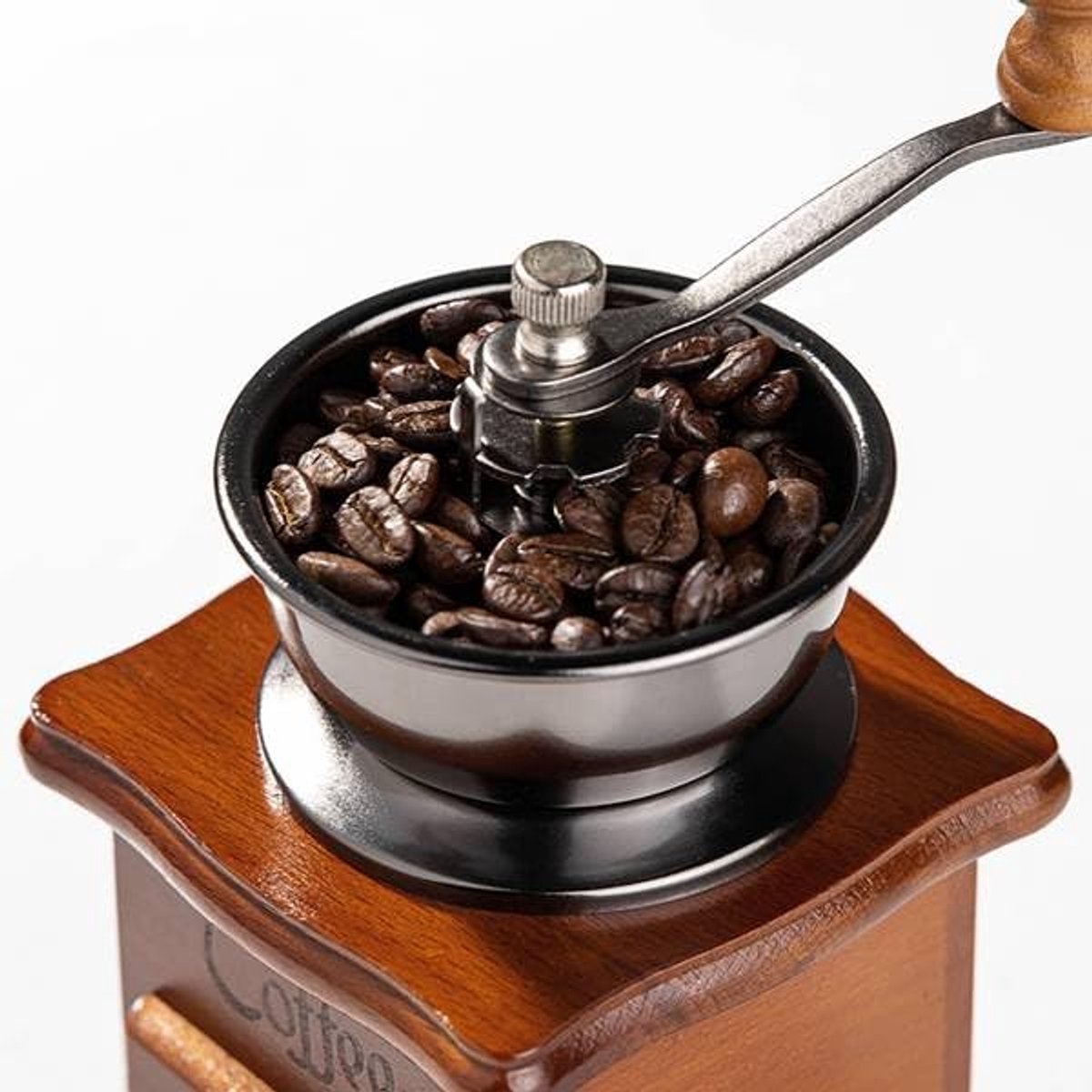 SnelShoppen - Handmatige Koffiemolen met Handslinger in Vintage-Stijl - Draagbare Espresso Molen voor Koffiebonen - Perfect voor Thuis, Camping en Kof