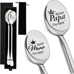 Spoon, Valentijnsdag Mama, 2 Stukken Lepels Met Gravure, Sleutelhanger Vader, Papa Cadeau, Paasgeschenken Voor Moeder, Paascadeau Papa, Paascadeau Voor Mama