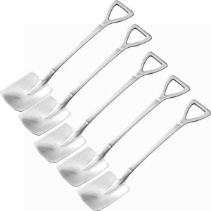 Stalen schop vorm lepel, koffie ijs lepel mengen lepel dessert lepel, Latte lepel voor Latte koffie, Espresso, dessert servies thee keuken gadget 5 stuks.
