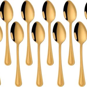 Star bestek set van 12 roestvrij staal serviesgoed, elegante serveerset 12 Coffee Spoons Goud